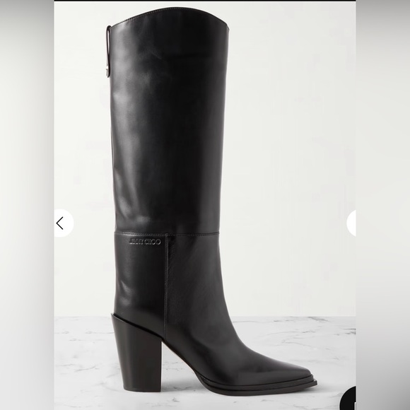 Jimmy Choo Shoes - Jimmy Choo Black Leather Knee-High Block Heel Boots